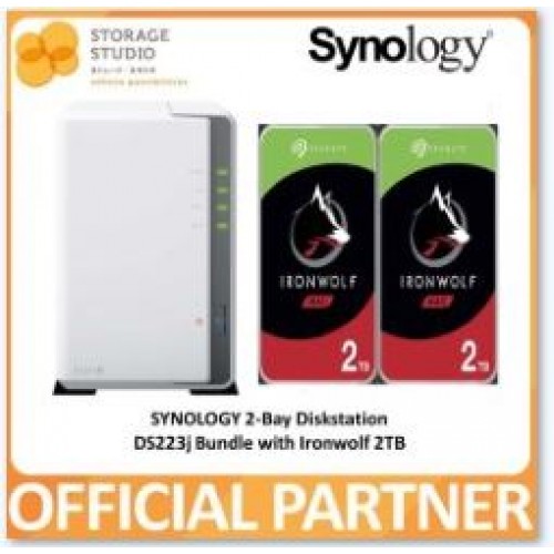 SYNOLOGY 2-Bay Diskstation DS223J Bundle with SEAGATE IRONWOLF 2 x 2TB